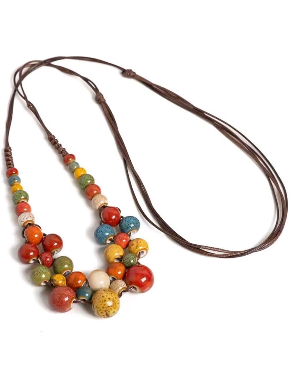 Multicolor Ceramic Bead Statement Necklace - Women Jewelry - Picture 5 of 7